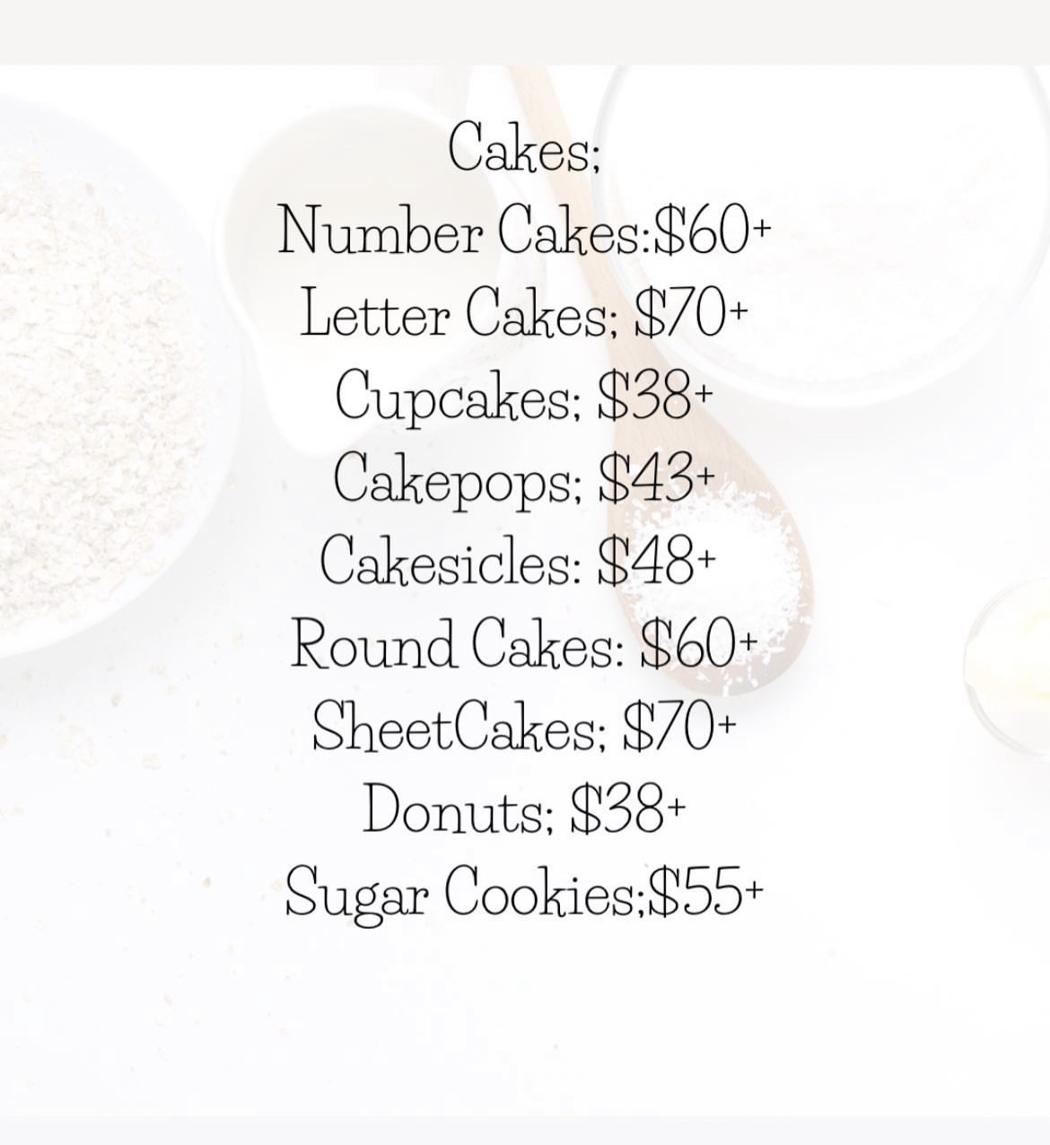 Cake Items. 