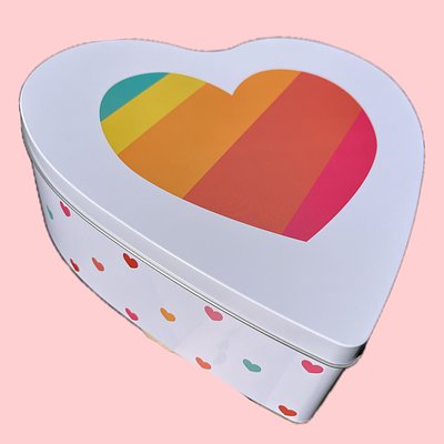 Large Rainbow/White Heart Tin 