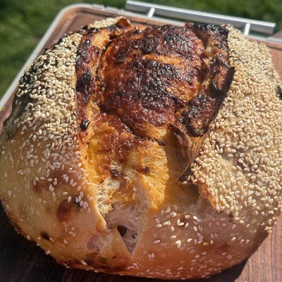 Hot Honey Chili Crisp Cheddar and Garlic Sourdough 