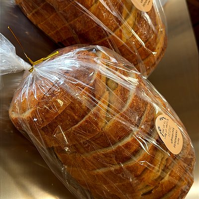 BEST SELLER!! (Oct-Feb Only) Genuine Organic Sour Dough (Boule’ Or Loaf)  Large Loaf.    $1 Extra For Sliced (See Description For Other Flavors)