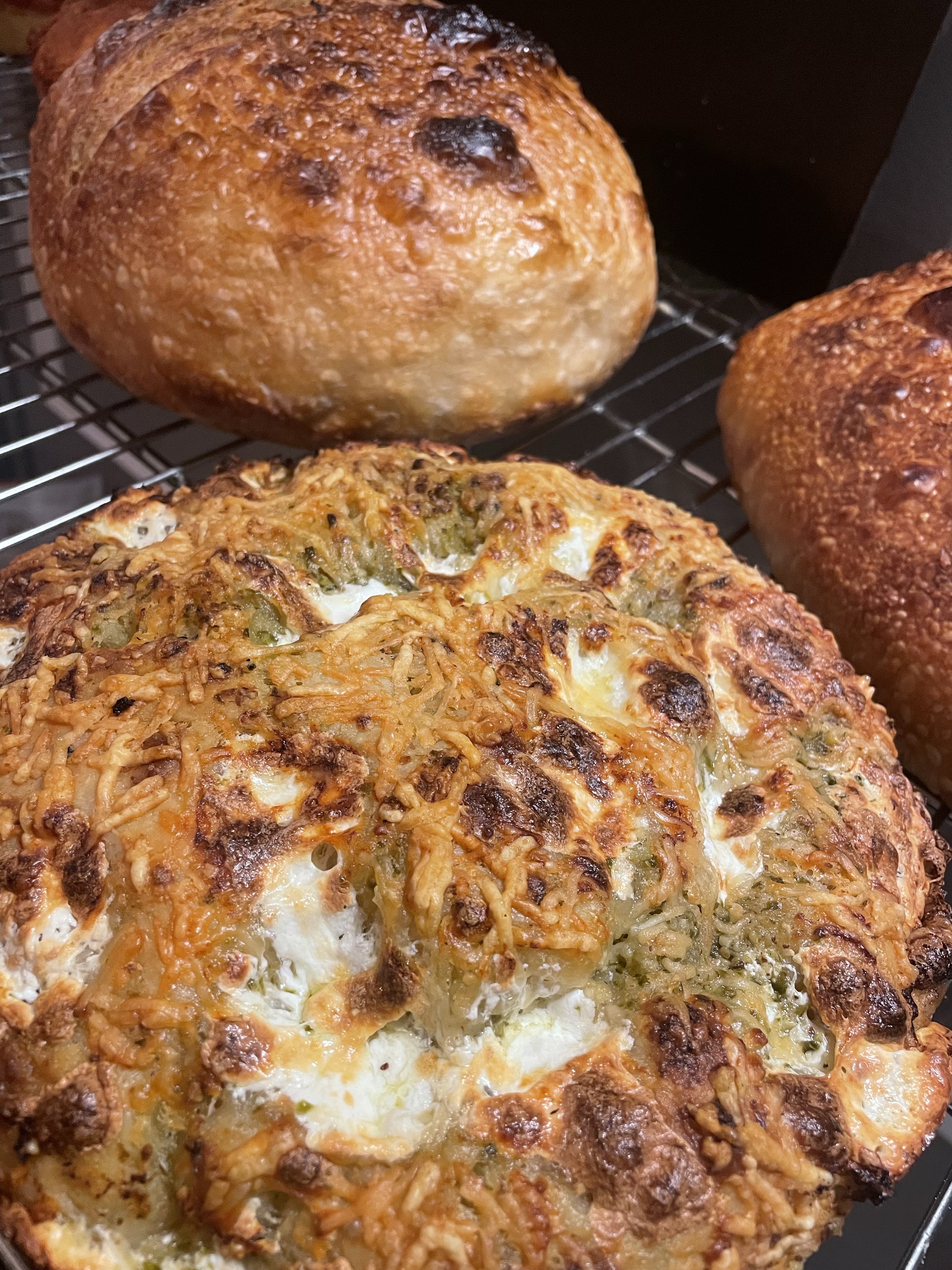 (Large) Cheesy Pesto Sourdough Focaccia 