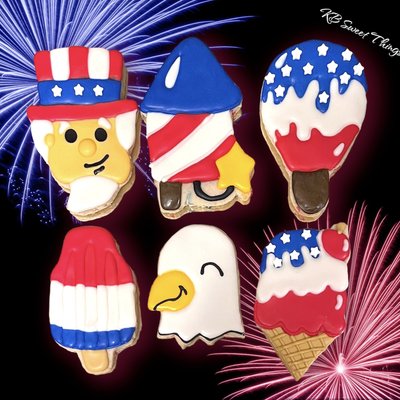 Patriotic Cookie Platter (24) 1/2 Decorated 1/2 Drop