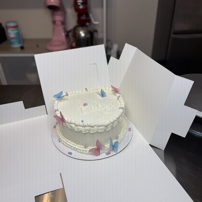 Butterfly Gender Reveal Cake 