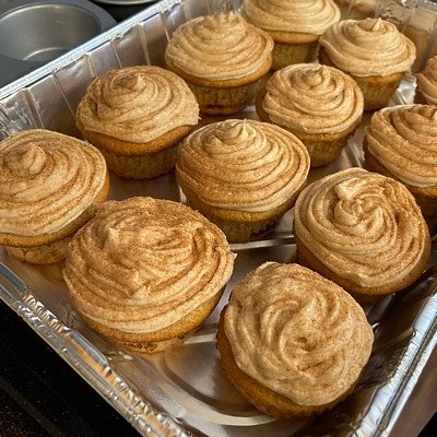 Cinnamon Sugar Cupcakes topped with Vanilla Buttercream & Sprinkled with Cinnamon Sugar (1 Dozen)