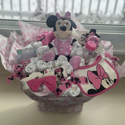 Minnie Mouse Pink Diaper Bouquet – Ready to Order!
