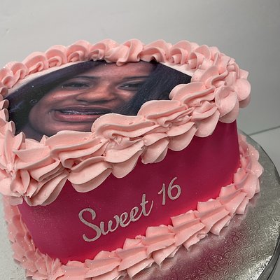 Heart Shaped Cake With Any  Image On Top