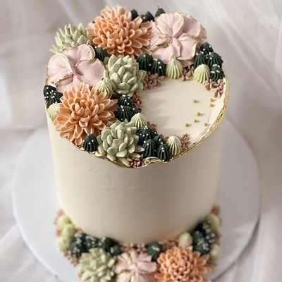Tall Succulent Cake (Final Price Dependent On Size; Please Specify Color Scheme In Notes)