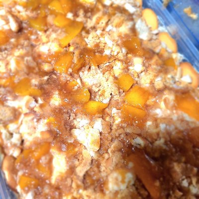 Peach Cobbler Cheesecake Pudding 