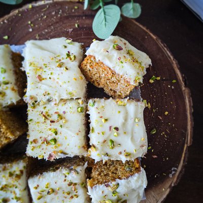 Pistachio Carrot Cake (8×8)