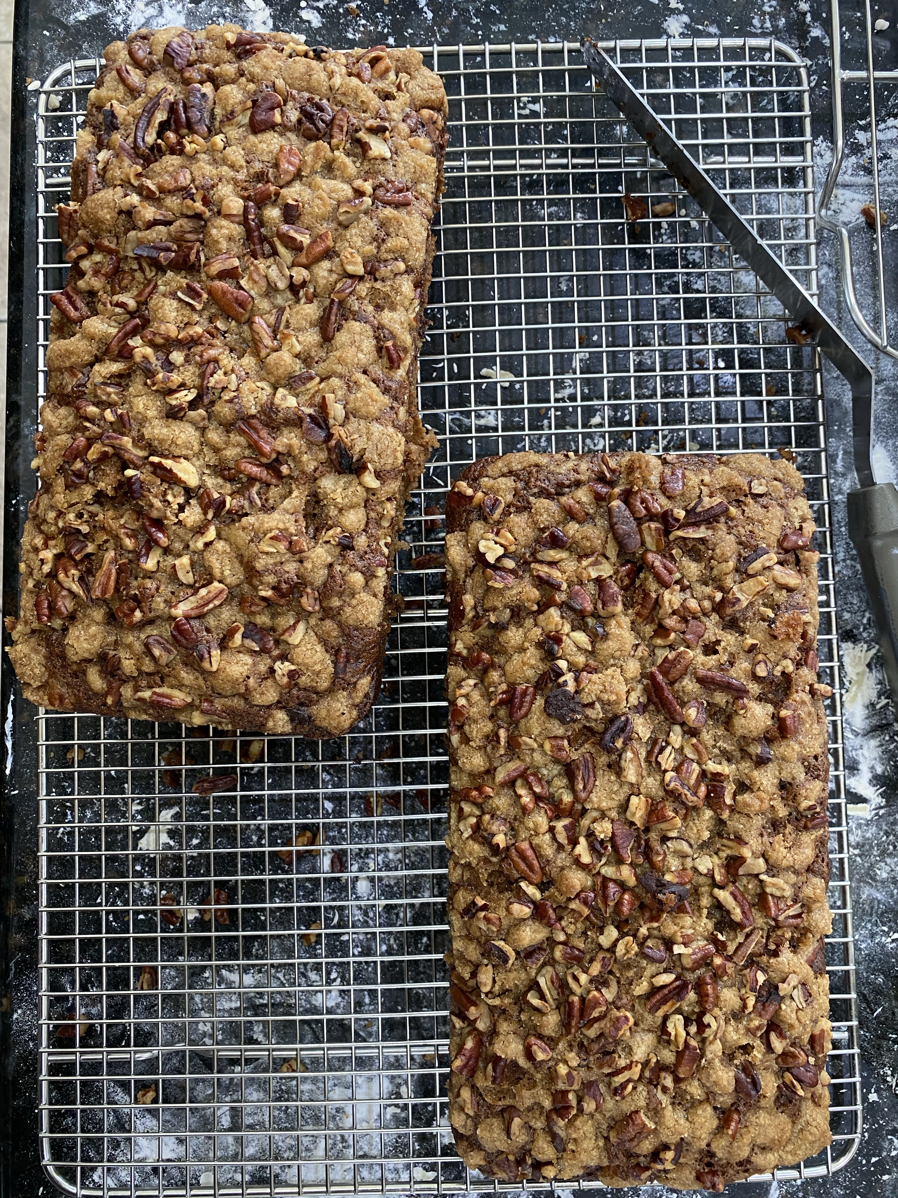 Sourdough Pecan Chocolate Chip Banana Bread W/ Cinnamon Streusel Topping FULL! 🍌