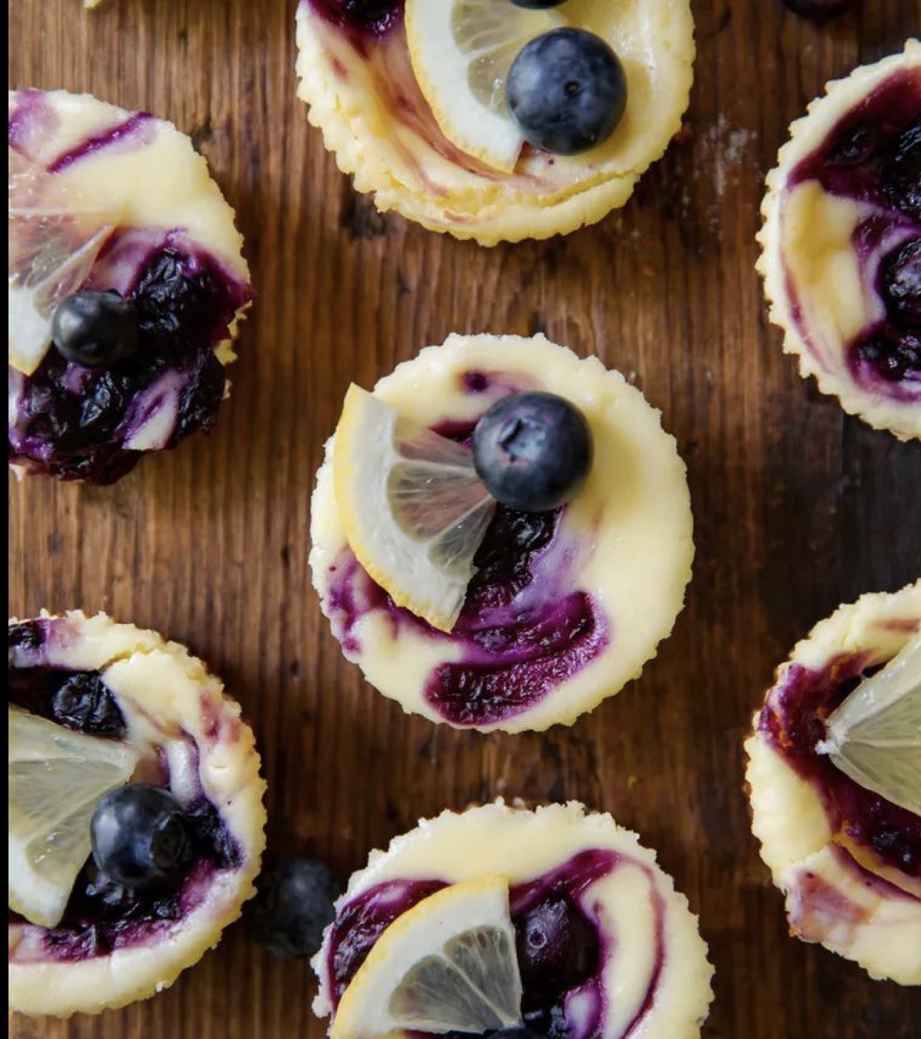 Mini Lemon- Blueberry Cheesecakes