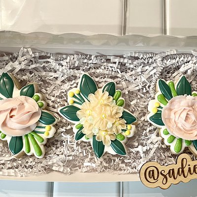 Floral Sugar Cookies (Set Of 3) (Colors Customizable)