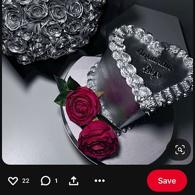 Metallic Roses W Metallic Heart Cake 