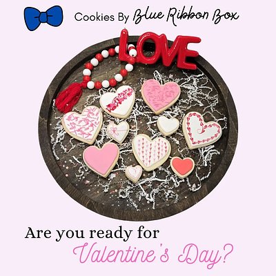 Decorated Valentines Day Sugar Cookies 