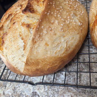 Cheesy Pretzel Sourdough Loaf
