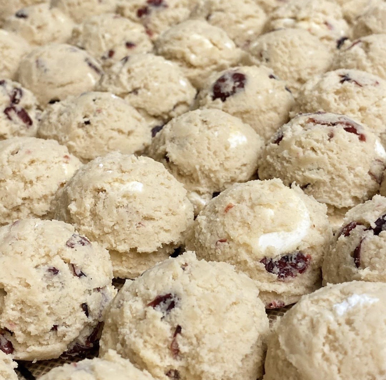 CRANBERRY WHITE CHOCOLATE - 32oz container makes 21 cookies