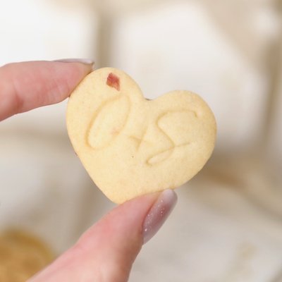 Handmade Wedding Cookies - Heart with Couple Initial 