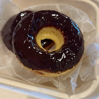 Classic baked doughnut with chocolate glaze