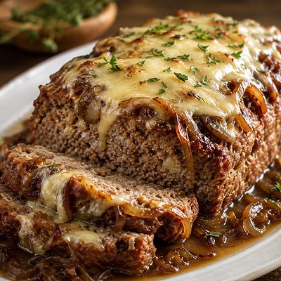 French Onion Meatloaf with Gruyère
