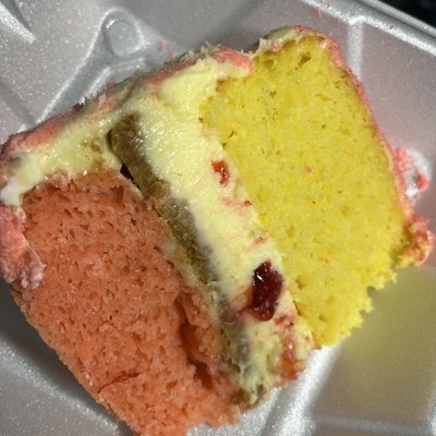Strawberry Lemon Cake With Cheesecake(a Slice)🍰