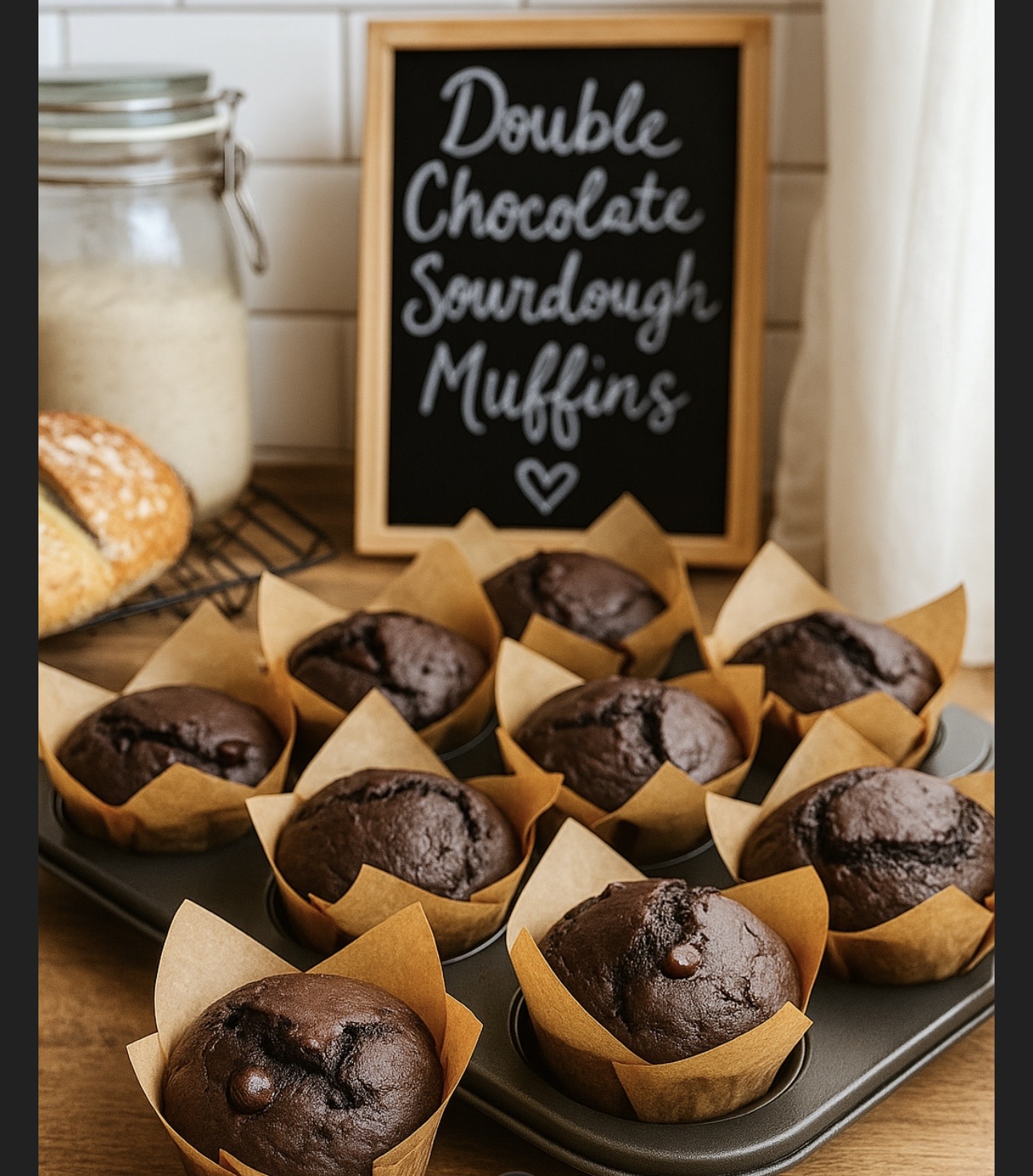 Double Chocolate Sourdough Muffins- Dozen