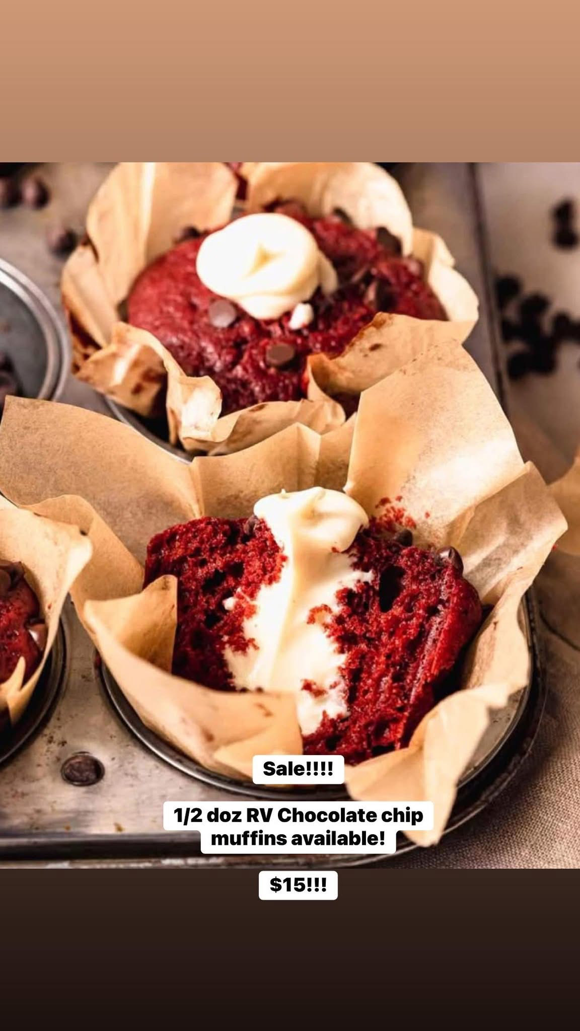 Red Velvet Chocolate Chip Muffins 