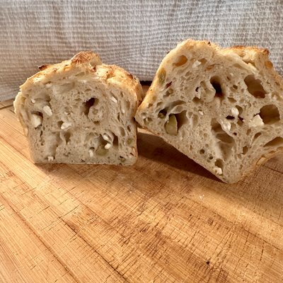 Green Olive Feta Sourdough Loaf