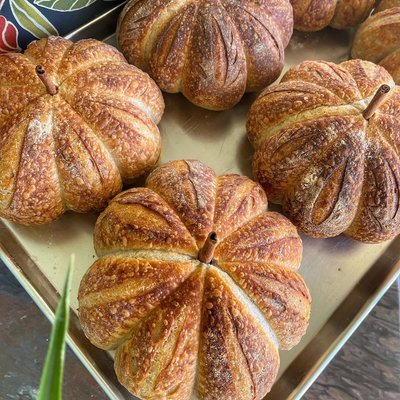 Pumpkin Shaped Sourdough Bread