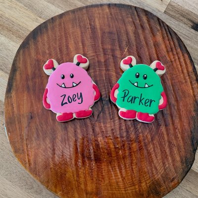 1 Monster Valentines Day Cookie with name