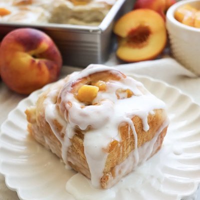 Peaches And Cream Cinnamon Rolls