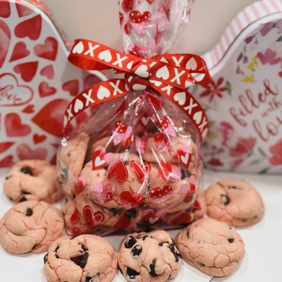Valentines Day Strawberry Chocolate Chip Bite Sized Cookie Treat Bag