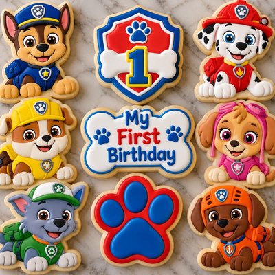 Paw Patrol First Birthday Sugar Cookie