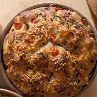 Tomato Basil Parmesan Focaccia 