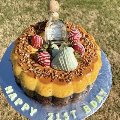 Flan with bottle topper