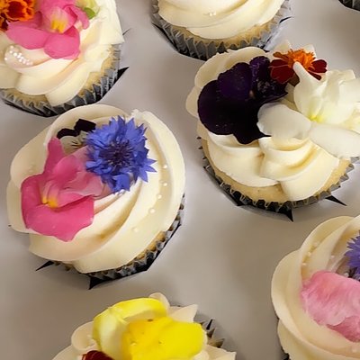 Edible Flower Cupcakes - One Dozen