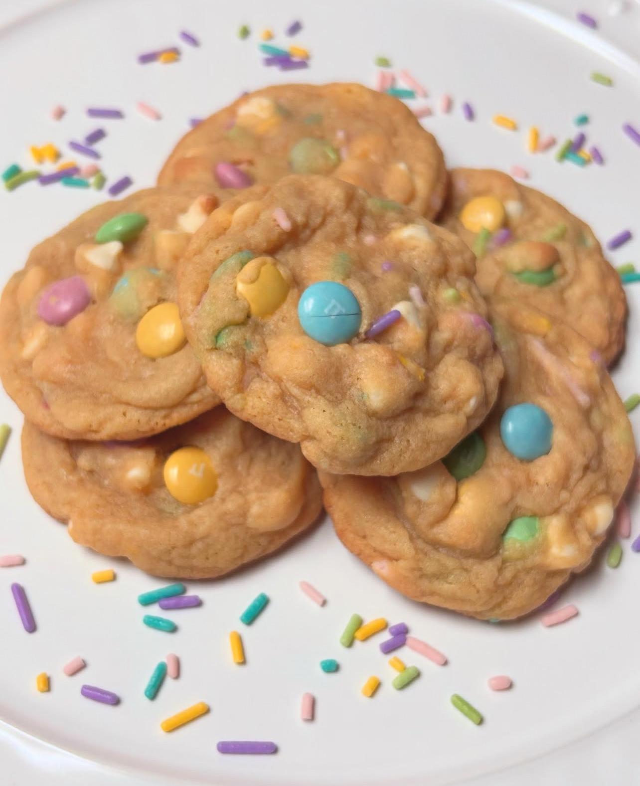 Soft Baked White Chocolate Chip Cookies w/m&ms