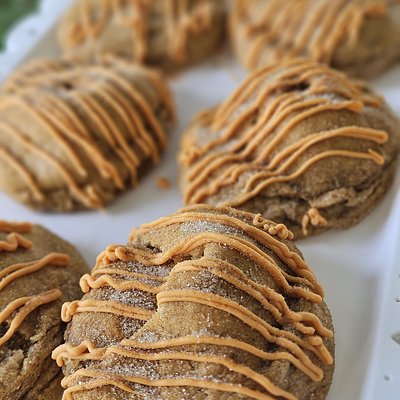 🍁Caramel STUFFED Pumpkin Snickerdoodle Cookies 