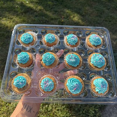 Mini cookie bites with buttercream frosting