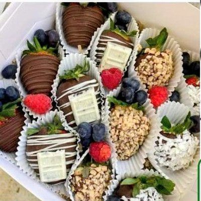 6 Count - 12 Count Cookie's n Cream, Coconut & Nut Covered Strawberries 