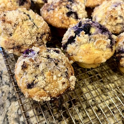 Blueberry Swirl Muffins With Lemon Zest Crunch Topping