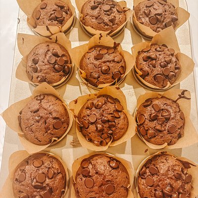 Double Chocolate Sourdough Muffins 