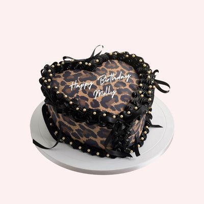 $50.00 Cheetah Print Heart Cakes 