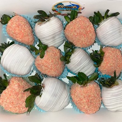 A Dozen White Chocolate And Strawberry Crunch Strawberries 