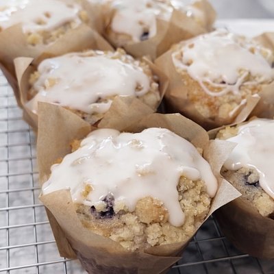 Sourdough Lemon Blueberry Streusel Muffins