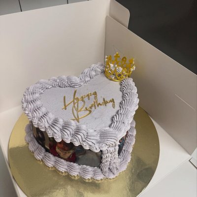 8 Inch Heart Cake With Edible Images 