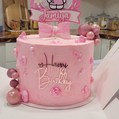 9" Round Cake/ With Cardstock & Acrylic Topper (Sizes Customizable)