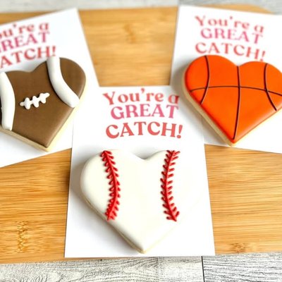 Sports Valentine Cookie With Card