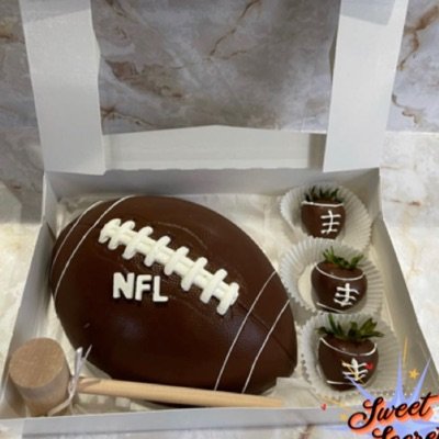 Edible Football Ball With Chocolate Covered Strawberries 