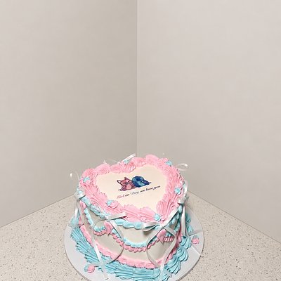 Gender Reveal Stitch Cake