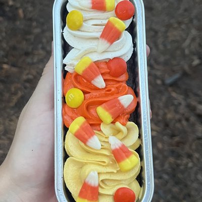 Candy Corn Mini Loaf Cake
